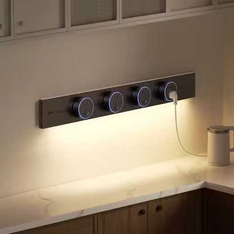 Sensor Light Track Socket Portable Home Kitchen Living Slide Rail Power Strip USB-C Wall Safe Indoor