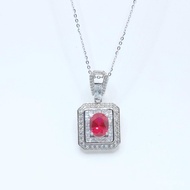 Clavicle Chain Necklace925Necklace Silver Necklace Sterling Silver Ruby925Exquisite Geometric Pendan