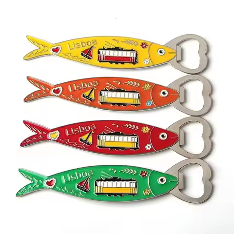 Lisbon Sardine Metal Fridge Magnets Bottle Opener Cute Kitchen Decor Portugal Travelling Souvenirs M