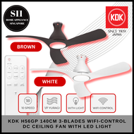 KDK H56GP 140CM 3-BLADES WIFI-CONTROL DC CEILING FAN WITH LED LIGHT + 1 YEAR WARRANTY