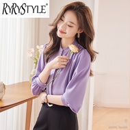 RYRYSTYLE Long sleeved purple shirt womens professional formal dress chiffon shirt design sense top