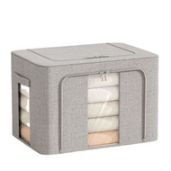 w104   颜色:雾灰【整理師專用】 甄選新疆棉 無異味實心鋼架強承重雙窗雙開們收納箱（真棉麻）喷塑实心钢架;  尺寸:24L(40*30*17CM) 收納箱 收納櫃 衣服收納 被子收納 玩具收納