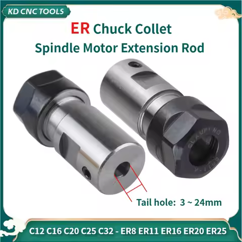 ER8 ER11 ER16 ER20 ER25 Chuck collet Spindle Motor Shaft Extension Rod Spindle Chuck Lathe Tool Set