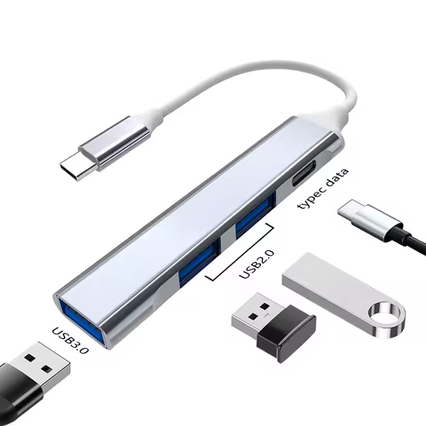 USB C Hub USB Hub 3.0 Type C Docking Station Aluminum 4-in-1 USB Expander, with 3 USB Ports and 1 US