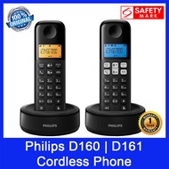 Philips D160 | D161 Cordless Phone. 1.6 Inch Illuminated Display. Non Slip Grip. 10 Ringtones. Caller ID.