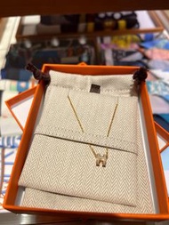Hermes Mini Pop H 奶茶金色頸鏈