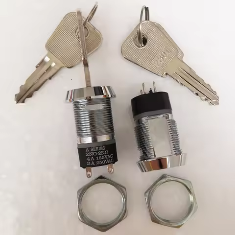 S286A-2 Electronic Keylock Switch Mechanical Key Switch Elevator Lock Switches 2NO 2NC DPST 2 Key Pu