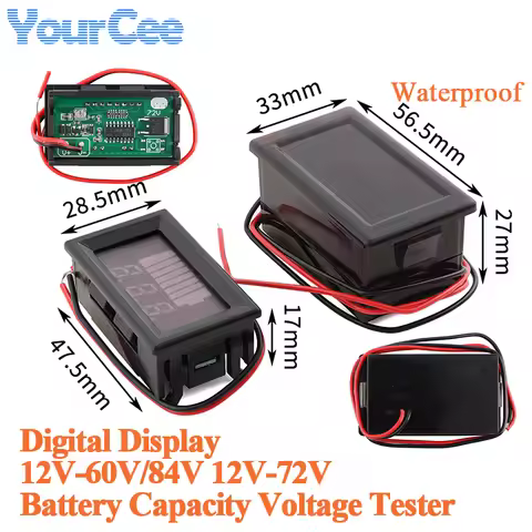 Battery Capacity Voltage Tester LED Digital Display DC 12V-60V/84V 12V-72V Electric Vehicle Lithium