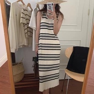 Gamin-0660 Sleeveless Knitted Dress Long Striped 39118
