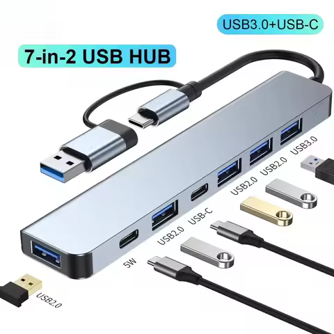 Youpin 2 in 1 4/8 Port USB Type-C Expander USB3.0 High Speed Transmission Multi-port Splitter Suitab