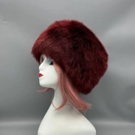 Faux Fur Hat Women Faux Fur Dome Hat Thick Furry Russian Flat Hat Keeping Autumn Winter Warm Hat