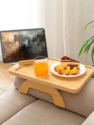 1入組帶折疊腳的木製矩形盤,多功能沙發扶手桌,零食收納,杯架和可掛壁桌