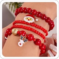Christmas Beaded Bracelet Set Stack Christmas Bracelet Beaded Stretch Bracelet Kit Elk Christmas Tre