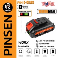 PINSEN 10000mah 5cells WORX Lithium Li-ion Battery Rechargeable Cordless Drill Battary Reciprocating