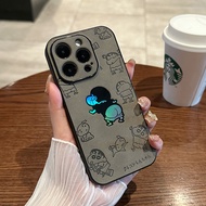 CrashStar Funny Cartoon Laser Black Leather Hard Shockproof Phone Case For iPhone 17 16 15 14 13 12 