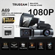 TrueCam A69 WiFi Dashcam 1080 FULL HD 3 Channel Front Inside Rear Camera Recorder With Night Vision 