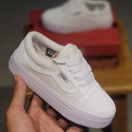 sepatu vans1 anak laki laki perempuan putih polos sepatu anak cowok cewek perekat velcro sepatu anak