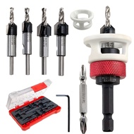 Countersink เจาะชุด Bit พร้อมแรงเสียดทานต่ําความลึกหยุด HSS M2 Bits เรียวหัว 1/8 9/64 5/32 เจาะ & 3/