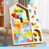little-baybee บล็อกไม้ตัวต่อ 3D Tetris ชิ้นใหญ่ จับง่าย ของเล่นเสริมพัฒนาการเด็ก