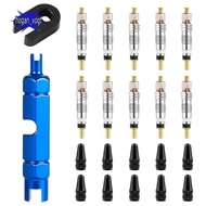 10pcs Valve Core for Presta,Valve Core Bike Bicycle Replacement with 2 Valve Core Remover Tools&10 V