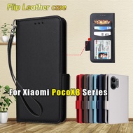 Flip Leather Lanyard Card Slot Casing For Xiaomi Poco X8 X7 X6 Pro Max PocoX8 ProMax X8Pro 5G Phone 