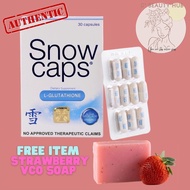 Snow Caps L-Glutathione Skin Whitening 30 Capsules GET FREE VCO STRAWBERRY SOAP