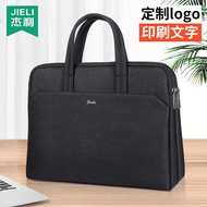 Jerry 837 Zipper Handbag Oxford Canvas Bag Large Capacity Office File Bag Conference Briefcase Print
