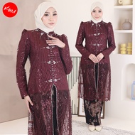 KM Aurelia Lace Kebaya Labuh Set with Batik Sarong (1 Set) [K3048]