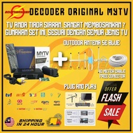 ORIGINAL MYFREEVIEW DEKODER + ANTENA OUTDOOR 5E BLUE UHF DIGITAL ARIEL ARIAL TV CHANNEL MALAYSIA FRE