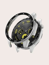 1只銀色防刮tpu智慧手錶殼,帶有時刻刻度設計的全面保護套,適用於華為手錶gt 4 46毫米