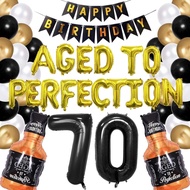 (SG Seller) 70th Birthday Decoration, 70th Birthday Balloon, Decoration Set Decor Kit, Black and Gol