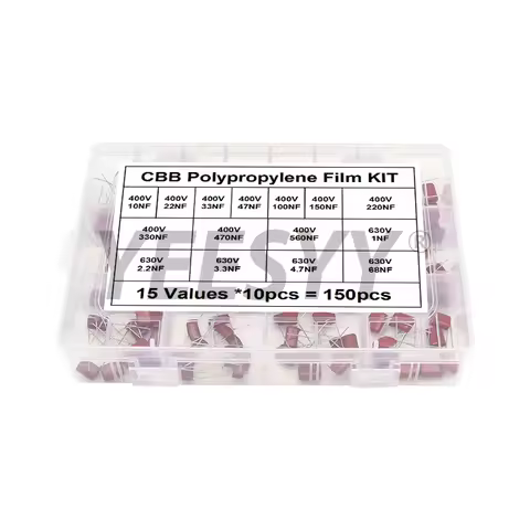 150pcs CBB Polypropylene Film capacitor Kit 10NF - 68NF 400V 630V Capacitance Assortment Set 22NF 47