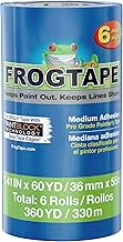 FrogTape Pro Painter's Tape with PAINTBLOCK, Medium Adhesion, 1.41" Wide x 60 Yards Long, Blue, 6 Ro