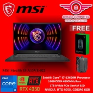 MSI Stealth 15 A13VE-022 15.6'' FHD Gaming Laptop ( I7-13620H, 16GB, 1TB SSD, RTX4050 6GB, W11 )