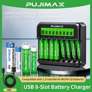 ⚡Ready Stock 8-Slot Smart LCD AA AAA Rechargeable Battery Charger 1.2V Ni-MH Fast Charge Ship in 24h