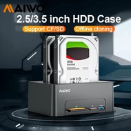 MAIWO Dual-slot Hard Drive Expansion Dock with Offline Cloning, Suitable for 2.5/3.5-inch SATA HDD, Supports Reading CF&amp;SD Cards