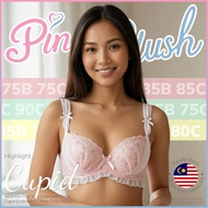 『Ship from MY』Japanese Plus Size Underwire Bra Cupid Embroidery Three Color Ribbon 大码内衣 75B 80B 80C 