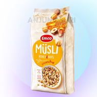 Crunchy Musli Cereal Breakfast Emco Chocolate Hazelnut Blueberries Strawberries Tropical Fruit Muesl