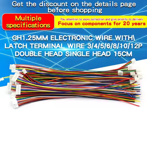 1PCS GH1.25MM Electronic Wre with Latch Terminal Wire 2PIN 3PIN 4PIN 5PIN 6PIN 7PIN 8PIN 12PIN Doubl