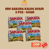 [5pcs] Sakura Instant Noodles Chicken Broth 50+10 gr extra 20 Percent