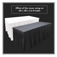 ALAS MEJA -6x3.0FT Pleated Box Table Cover Skirting Meja Hotel Wedding Banquet Event Skirt Cloth Kai