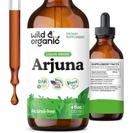 Wild & Organic Arjuna Bark Tincture - Overall Well-Being Supplement - Alcohol-Free Liquid Drops - Te