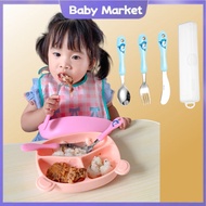 4pcs Stainless Spoon and Fork Set Student Eating Tableware with Case Baby Eating Utensils Set