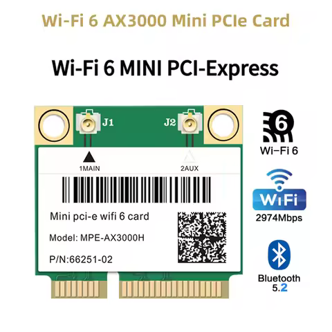 Wifi 6 AX3000 Bluetooth 5.2 Mini PCI-E Wireless Card AX200 Network Adapter For Laptop Win 10 11