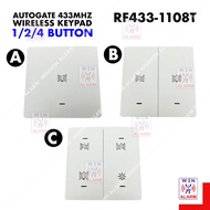 Autogate wireless push button switch 433mhz 1/2/4 push button RF433-1108T Auto Gate KB