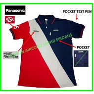 PANASONIC T-SHIRT AIRCOND BAJU AIRCOND MAN BAJU KERJA (RED GREY BLUE)