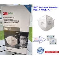 ORIGINAL 3M™ 9501+ Respirator, KN95/P2 [READY STOCK] FREE CLEANAX Antiseptic wipes
