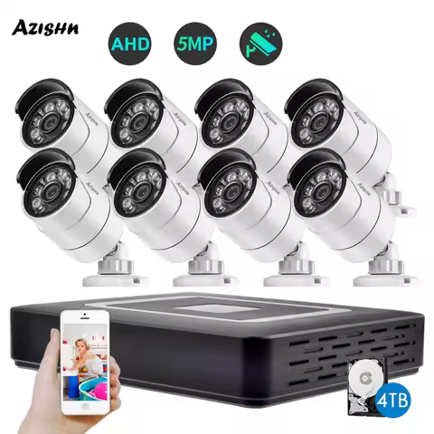 8CH 5MP Security Camera System Outdoor 5 in 1 Video Recorder Surveillance Kit AHD CCTV Set 2/4/6/8pc