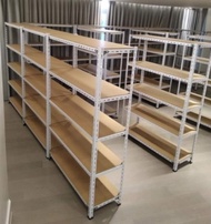 Slotted Angle Bar Set Wood Shelving (White)