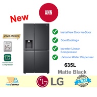 [2022 NEW] LG 635L Net GC-J257CQES Side-by-Side Refrigerator with Door-in-Door™ UVnano Water Dispenser Matte Black Color